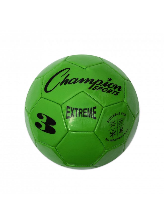 Champion Sports Champion Sports Extreme Series Soccer Ball, Size 3 - Youth League, All Weather, Soft Touch, Maximum Air Retention - Kick Balls for Kids Under 8 - Competitive and Recreational Futbol Games, Green - Image 1