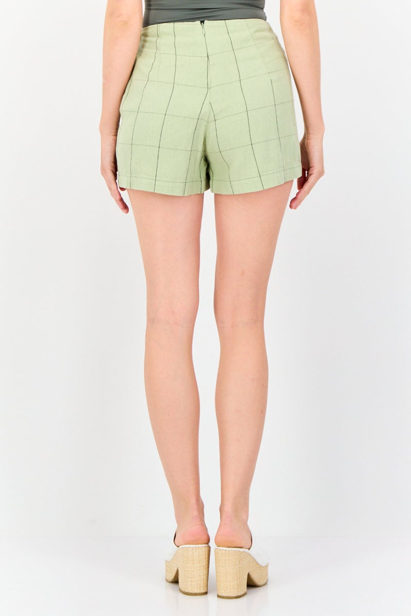 ONLY Women Plaid Mini Skort, Light Olive - Image 3