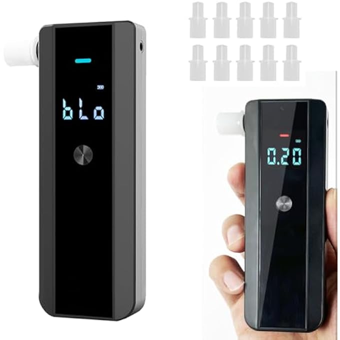 rayihni WeiguoIOT Breathalyser Alcohol Tester Breathalyzer with 10 Mouthpieces Alcohol Detector Breathalysers LCD Display for Home & Professional Use - Image 1