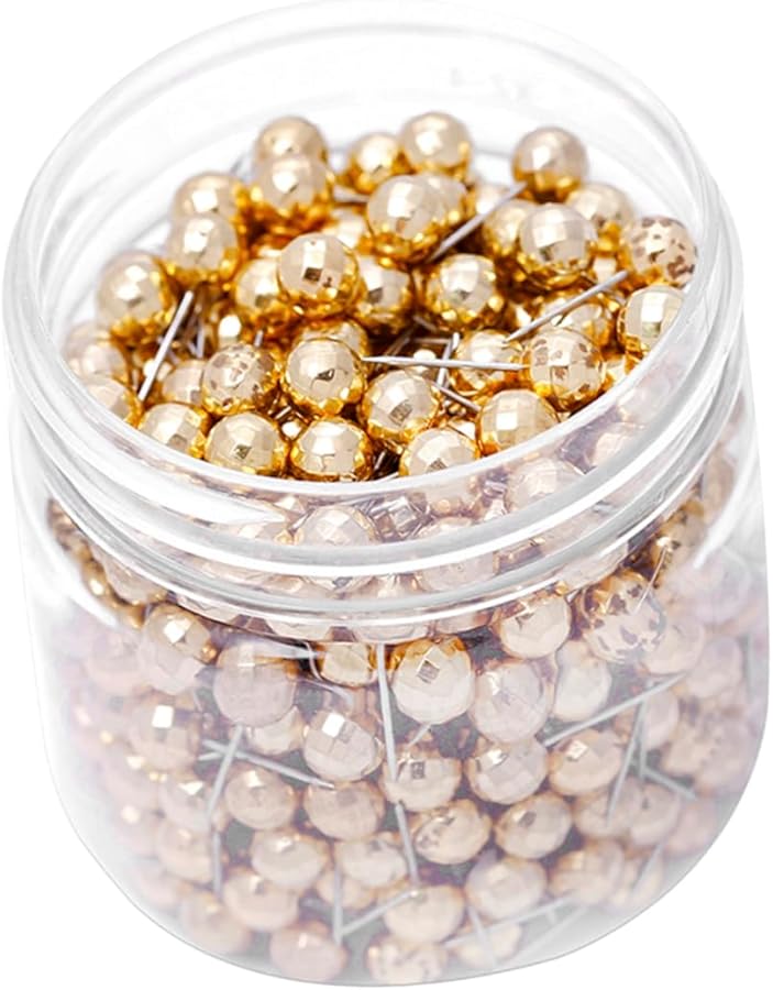 VILLCASE 400pcs Gold Round Push Pins for Cork Boards Maps Office Home DIY Decorative Tacks - Image 2