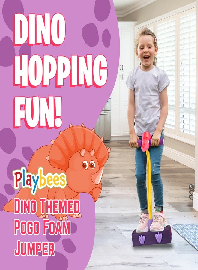 Playbees Triceratops Foam Pogo Stick Coolest Toy Jumper for Kids 3, 4, 5, 6, 7 Years Old - Inside & Outside Fun - Dinosaur Themed Bungee Ideal Kids Fun, Gifts, Christmas, Birthday for Boys & Girls - Image 2