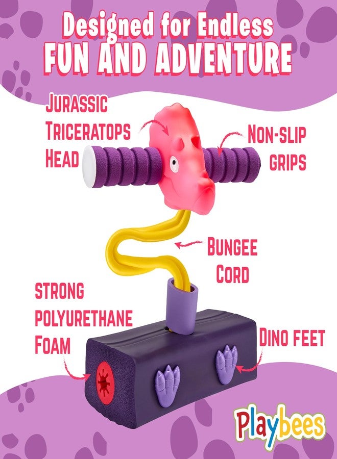 Playbees Triceratops Foam Pogo Stick Coolest Toy Jumper for Kids 3, 4, 5, 6, 7 Years Old - Inside & Outside Fun - Dinosaur Themed Bungee Ideal Kids Fun, Gifts, Christmas, Birthday for Boys & Girls - Image 3