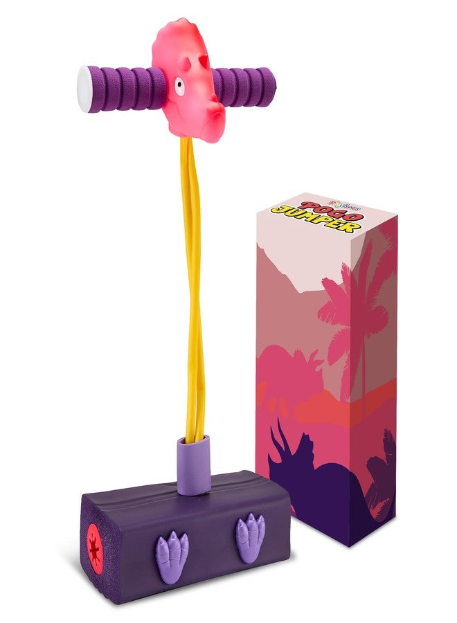 Playbees Triceratops Foam Pogo Stick Coolest Toy Jumper for Kids 3, 4, 5, 6, 7 Years Old - Inside & Outside Fun - Dinosaur Themed Bungee Ideal Kids Fun, Gifts, Christmas, Birthday for Boys & Girls - Image 1