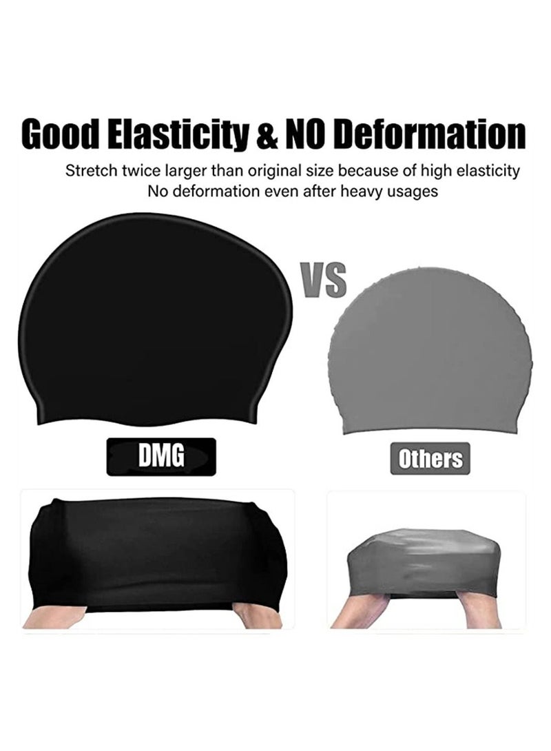 2Pcs Silicone Swim Cap, Waterproof Swimming Caps with Good Sealing, Durable Silicone Swimming Hats with Internal Non-slip Texture Design for Adult Men Women Long Hair, Keep Your Hair Dry - Image 5