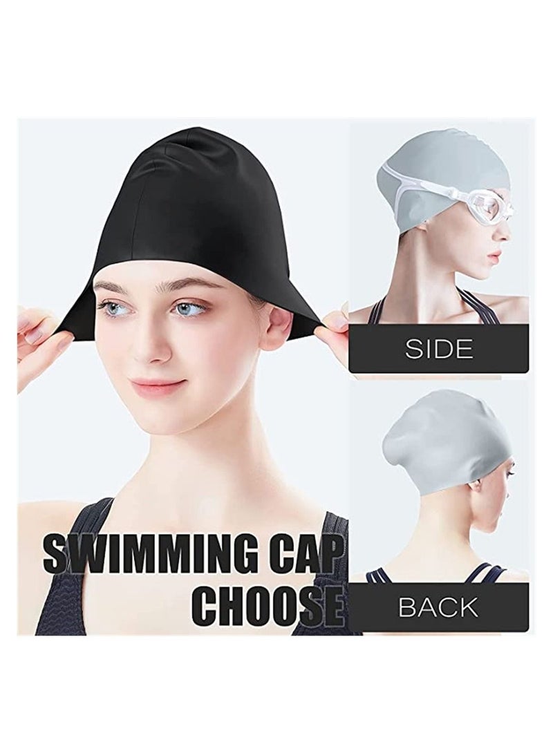 2Pcs Silicone Swim Cap, Waterproof Swimming Caps with Good Sealing, Durable Silicone Swimming Hats with Internal Non-slip Texture Design for Adult Men Women Long Hair, Keep Your Hair Dry - Image 3