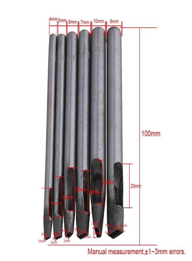 CNBTR 10cm Length Rectangle Pattern Leather Craft Hollow Hole Punch Cutting Tool Steel Pack of 6 - Image 4