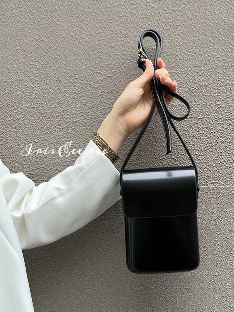 Mobile Phone Bag Women'S Cross-Body Korean Style Retro Small Square Bag Can Hold Mobile Phone Vertical Shoulder Cross-Body Pure Color Coin Purse - Image 3