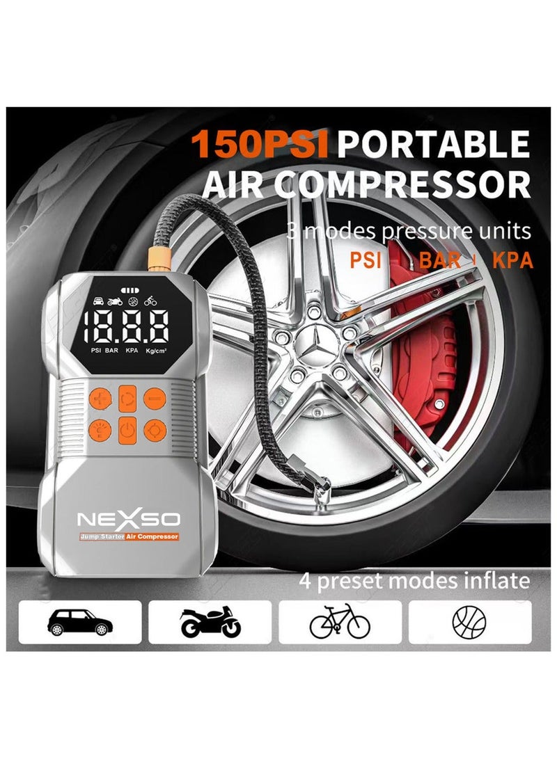 Nexso Portable Car Jump Starter with 18000mAh Wireless Charging, 1500A Peak Battery Booster Pack, USB-C Fast Charging Power Bank, LED Emergency Flashlight for 12V Cars, Tyre Inflator for Car - Image 3