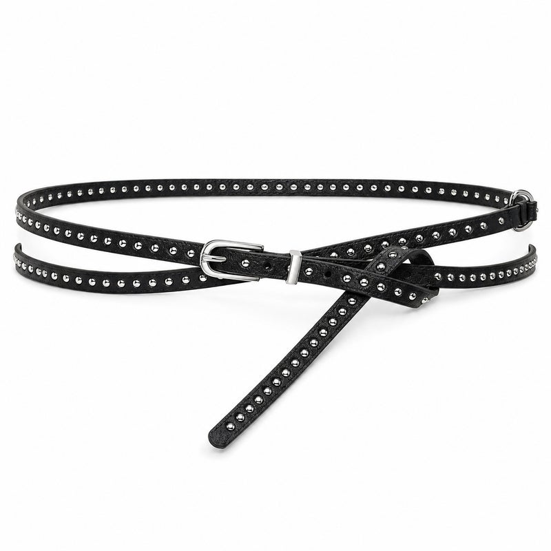 Punk Style Double Layer Rivet Thin Belt - Image 5