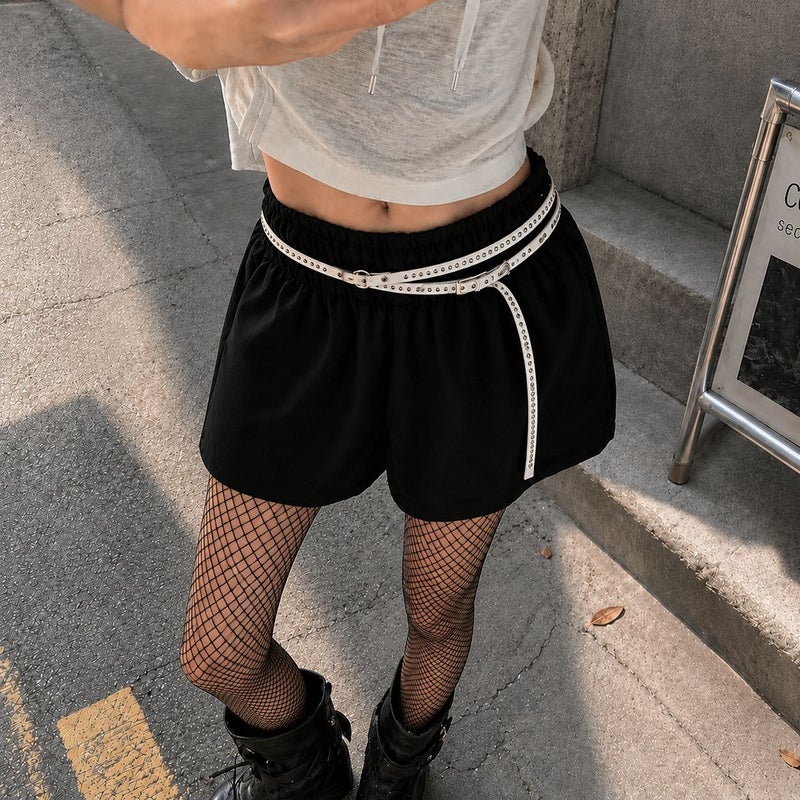 Punk Style Double Layer Rivet Thin Belt - Image 1