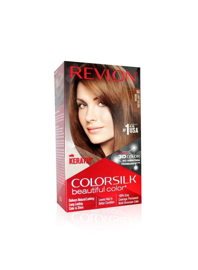 Revlon لون شعر دائم كولورسيلك للنساء بني ذهبي فاتح | غني بالكيراتين | لون طبيعي يدوم طويلاً مع تقنية جل اللون ثلاثي الأبعاد | تغطية 100% للشيب في 5 دقائق | خالي من الأمونيا - Image 1