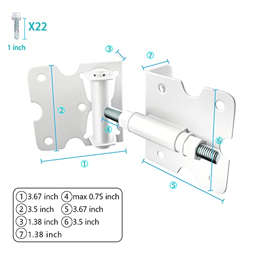 Bordersmover Self-Closing Gate Hinges, Heavy Duty for Vinyl/Wood/Metal Fence, Pack of 2, with Self-Tapping Screws and Adjuster Tool - Image 2