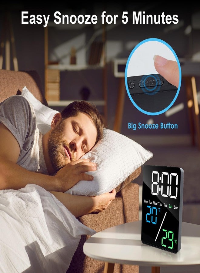 ساعة منبه رقمية LED من لافوكس، مقاس 5.7 بوصة، مناسبة للسرير أو المكتب، مزودة بمنبه مزدوج، وعرض التاريخ واليوم ودرجة الحرارة، وتوقيت صيفي، وشحن USB، وخاصية الغفوة لكبار السن، مثالية لغرف النوم والمعيشة والمكاتب. - Image 3