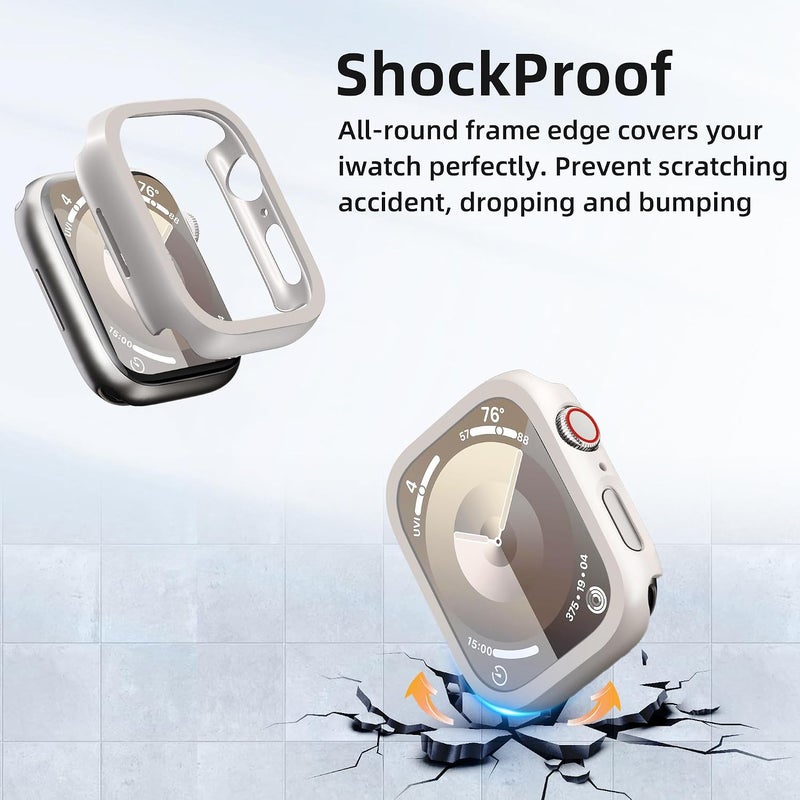 2 Pack [NO Screen Protector] Bumper Case for Apple Watch Series 9/8/7 45mm, Slim Thin Shockproof Bumper Cover, Hard PC Protective Frame All-Around Edge for iWatch 45mm Accessories, Starlight - Image 4