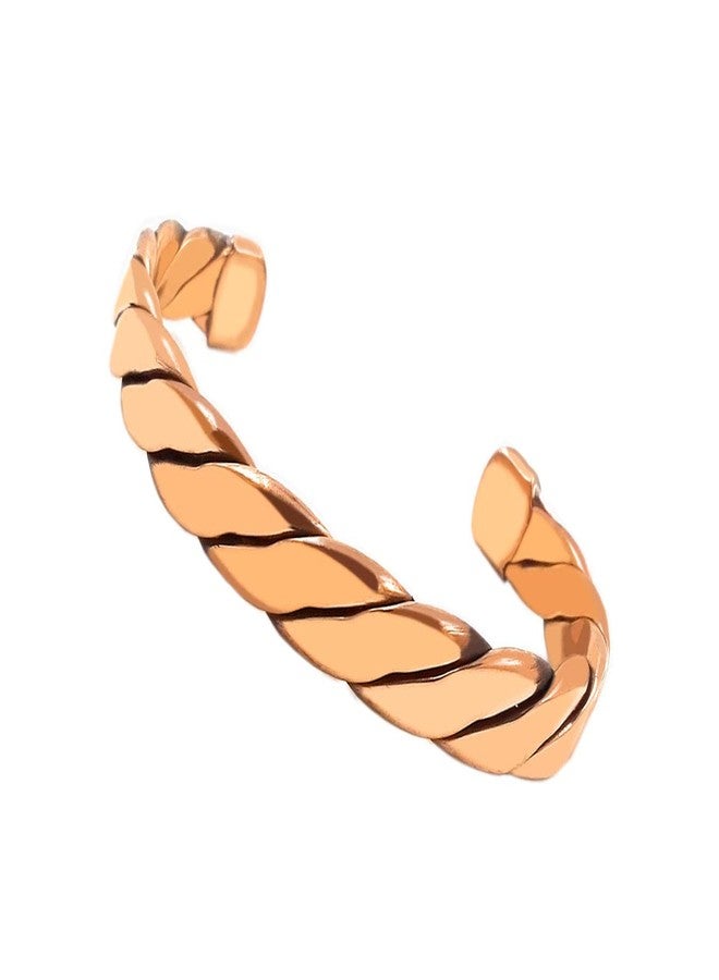 SHINDE EXPORTS pure copper kada for men/copper kada/copper bracelet for men pure (heavy twisted flat copper kada) - Image 1