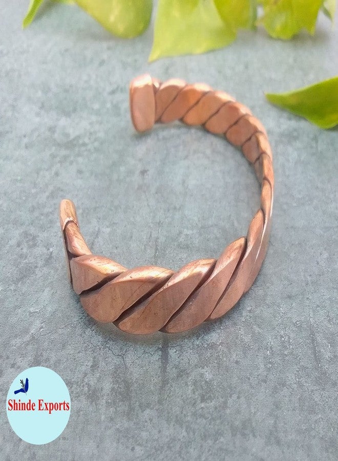 SHINDE EXPORTS pure copper kada for men/copper kada/copper bracelet for men pure (heavy twisted flat copper kada) - Image 4