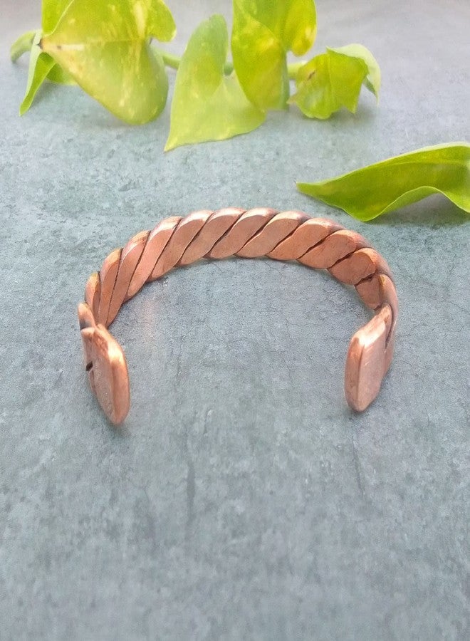 SHINDE EXPORTS pure copper kada for men/copper kada/copper bracelet for men pure (heavy twisted flat copper kada) - Image 5