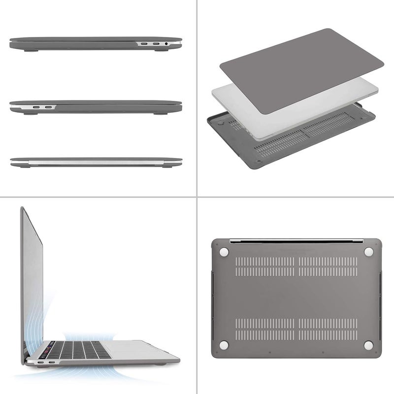 موسيسو MOSISO متوافق مع حافظة MacBook Pro مقاس 13 بوصة M2 2026 2025 2024 2023 2022-2016 A2338 M1 A2251 A2289 A2159 A1989 A1708 A1706، غلاف بلاستيكي صلب وغطاء لوحة المفاتيح وفيلم الشاشة وحقيبة تخزين، رمادي - Image 4