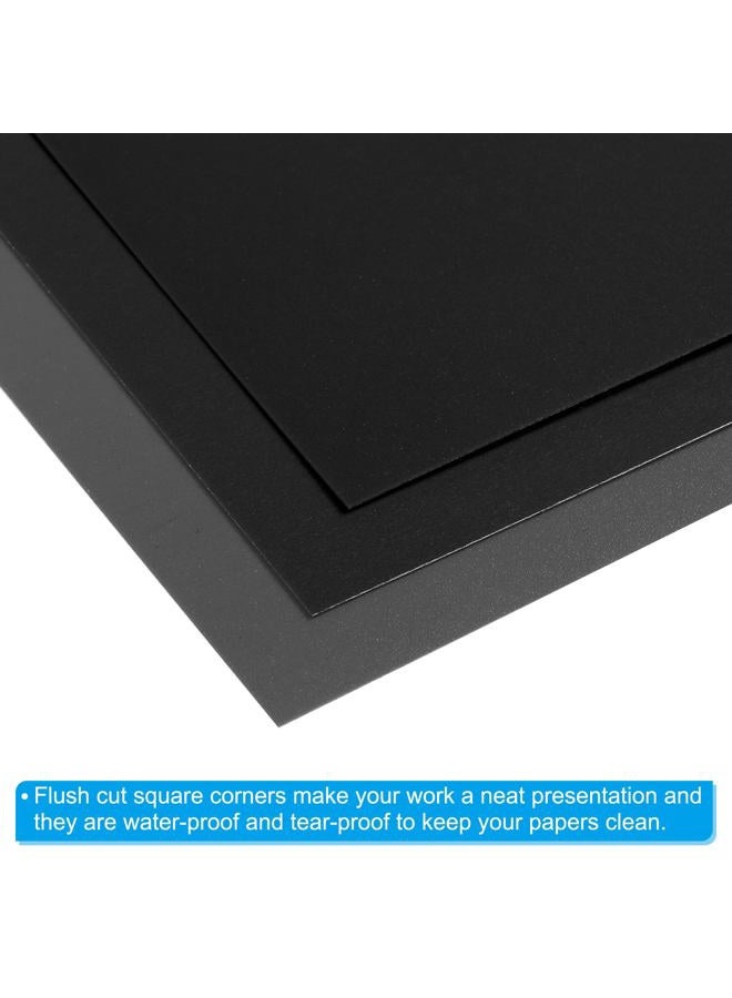 PATIKIL غلاف مجلد بولي 8.3" × 11.7" × 0.05"، 10 قطعة زوايا مربعة غير مثقوبة، تشطيب رملي خفيف لربط التقارير، التقارير التجارية، أسود - Image 3