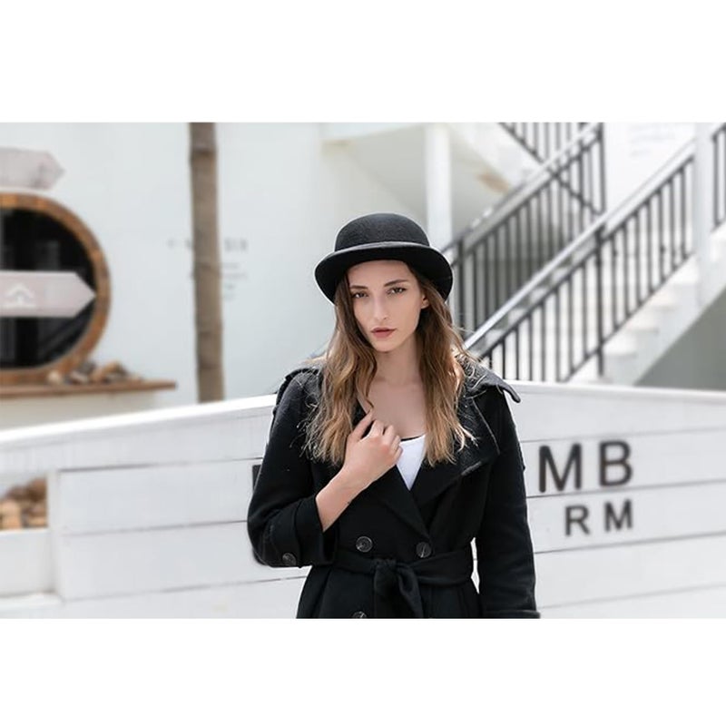 GEMVIE Black Derby Hat 100% Wool Theater Quality Hat Bowler Hat for Men Women Vintage Costumes - Image 4