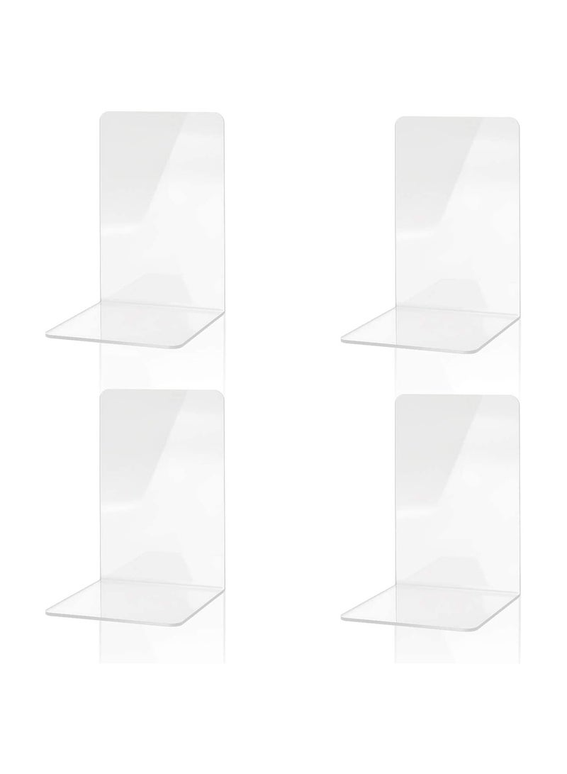 Excefore 2 Pairs Clear Acrylic Bookends Acrylic Book Ends for Book Shelves for School Supplies Library Books Office Book Holder - Image 1