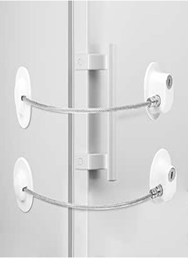 FYY FYY Fridge Lock (2 Pcs) Refrigerator Lock with Keys & Strong Adhesive, Fridge Locks for Kids, Child Safety Locks, Cabinet Lock, Freezer Lock, Security Window Lock, Window Stopper, Drawer Lock (White) 