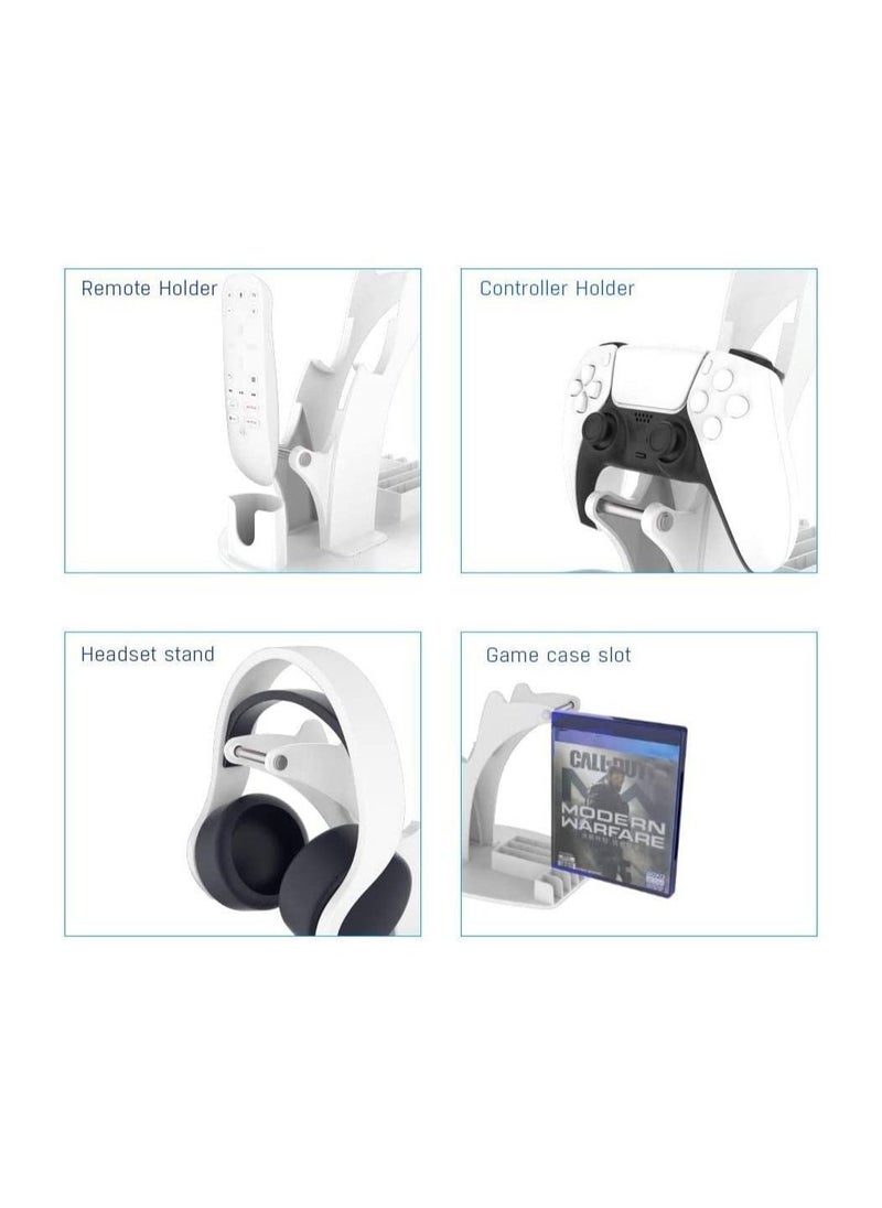 Controller Holder,Controller Stand for PS5 Dualsense,Game Disc/Controller/Headphone Storage Rack Xbox Series X|S,PS5,Switch Game Organizer Desk Mount & Storage-White