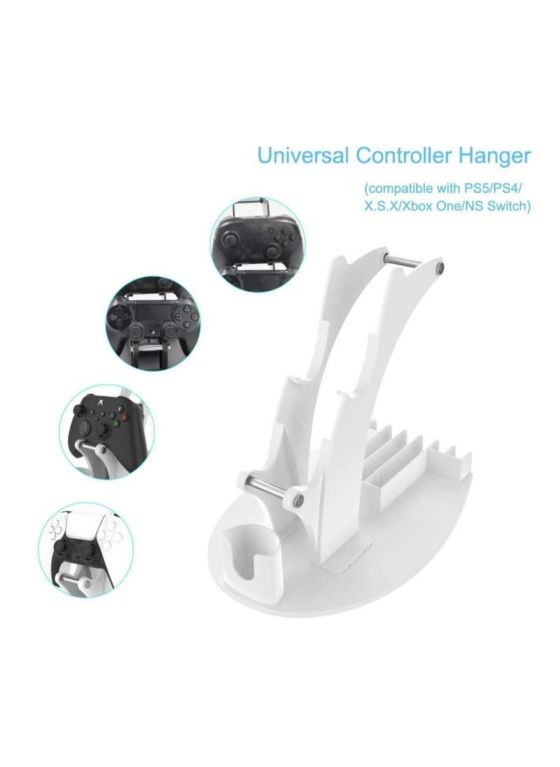 Controller Holder,Controller Stand for PS5 Dualsense,Game Disc/Controller/Headphone Storage Rack Xbox Series X|S,PS5,Switch Game Organizer Desk Mount & Storage-White