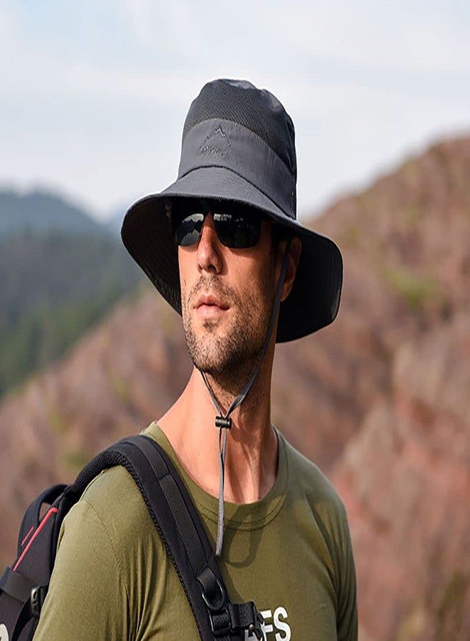 Vikodah Sun Hat for Women Men Wide Brim with Removeable Neck Face Flap UPF50+ Fishing Bucket Hats Dark Grey - Image 5