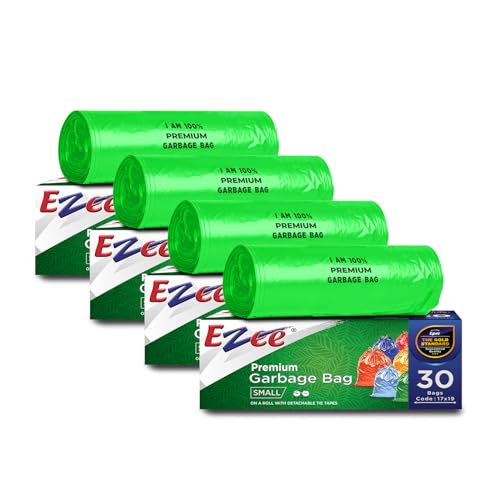 Ezee Green premium Garbage Bags 120 Pcs | Small 17 x 19 Inches | 30 Pcs x Pack of 4 - Image 1