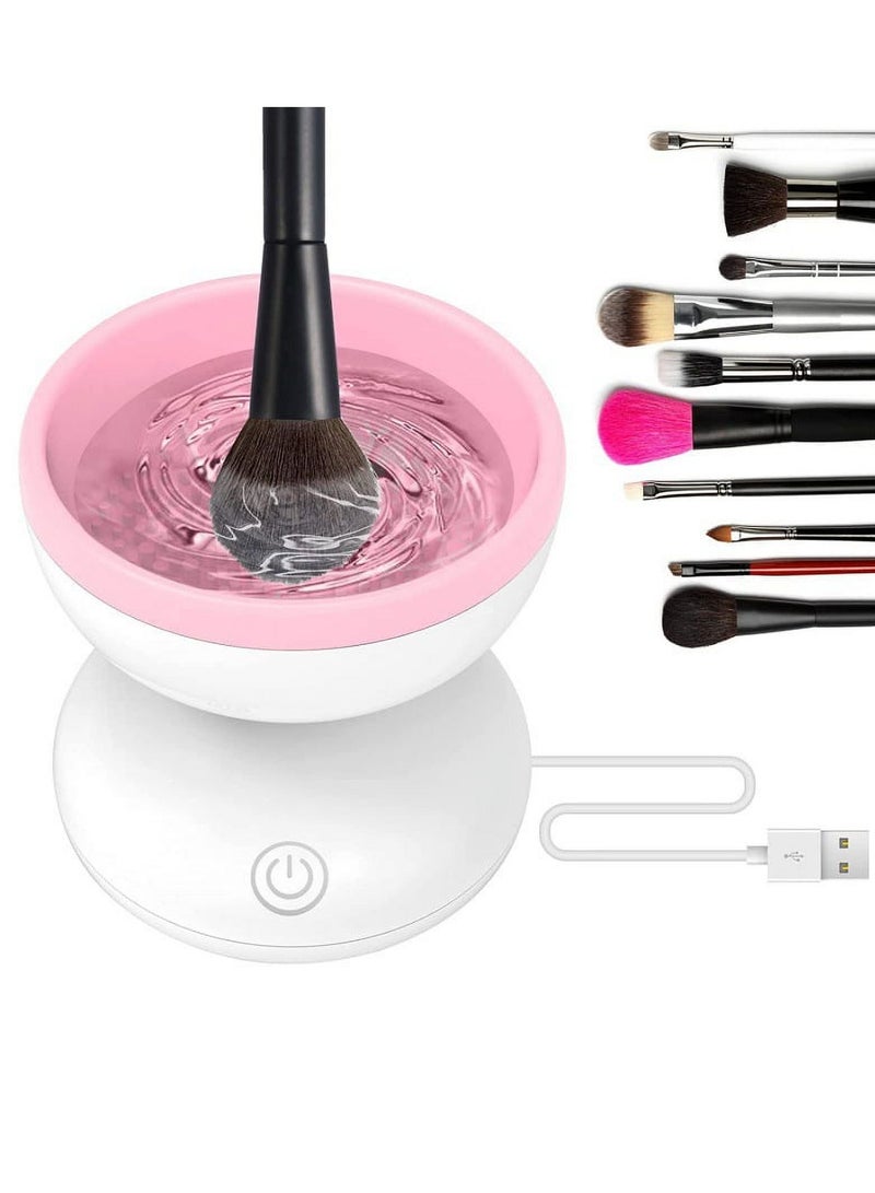 منظف ​​فرش المكياج الكهربائي (وردي وأبيض)