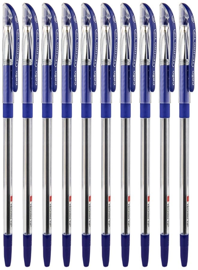 Cello 1 X 10 Cello Technotip PEN Top Ball Point 0.6 mm Smooth Writing Blue Brand Ad By Indian Cricketer Mahindera Singh Dhoni Lot of 10 Pens - Image 1