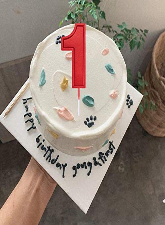 Willcan 2.75in Large Size Happy Birthday Metallic Red 1 Candles, Red Color Happy Birthday Cake Cupcake Toppers Decoration and Celebrating for Adults/Kids Party Baking (2.75in Metallic Red Number 1) - Image 5
