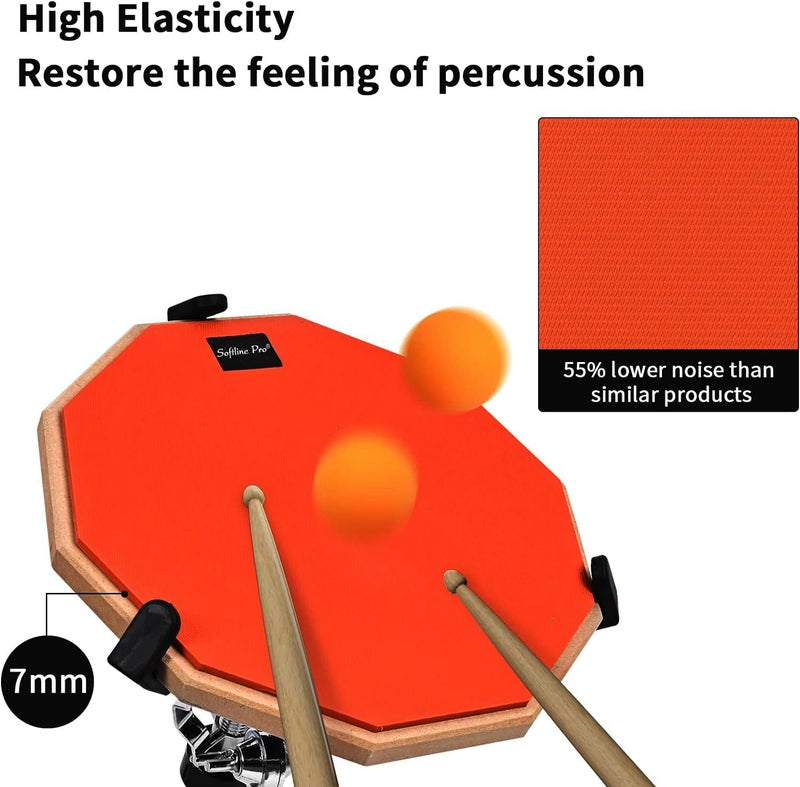 Softline Pro SP-DPPK-Kit 12" & 10 Corners Dumbed Drum Practice Pad Kit, Double Side with Stand & Bag (SP-DPPK-40-Kit- Black) - Image 4
