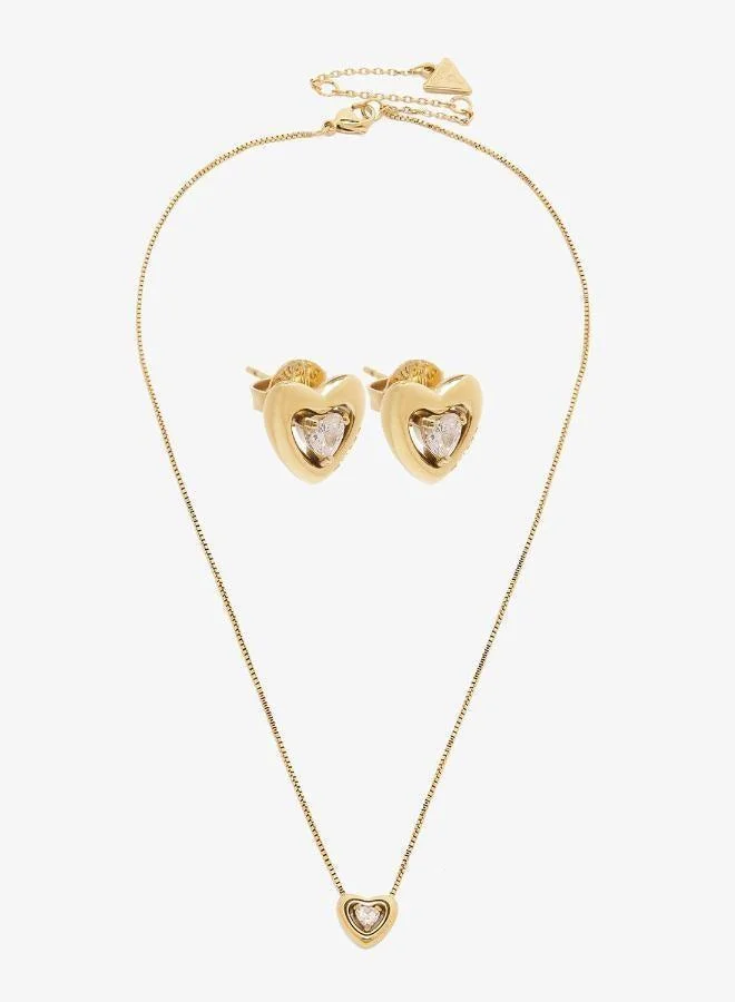 Crystal Heart Necklace And  Studs