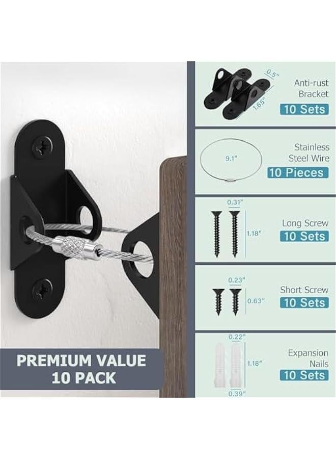 هوكور HOOKOR Furniture anti tipping fixator for child safety and anti tipping buckle，10 Pcs Anti Tip Furniture Wall Anchors, Earthquake Resistant Furniture Straps,Baby Proofing Metal Furniture Straps - Image 3