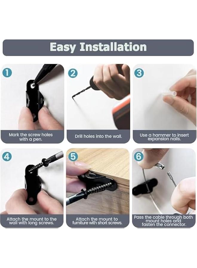 هوكور HOOKOR Furniture anti tipping fixator for child safety and anti tipping buckle，10 Pcs Anti Tip Furniture Wall Anchors, Earthquake Resistant Furniture Straps,Baby Proofing Metal Furniture Straps - Image 4