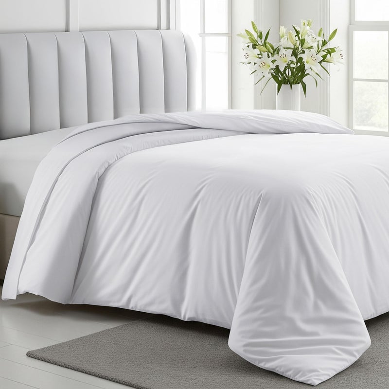 California Design Den Oversized King Duvet Cover Only Winner Good Housekeeping Best Bedding Awards 2025 Premium 400 Thread Count Sateen 100 Cotton Duvet Cover Button Closure Corner Ties White