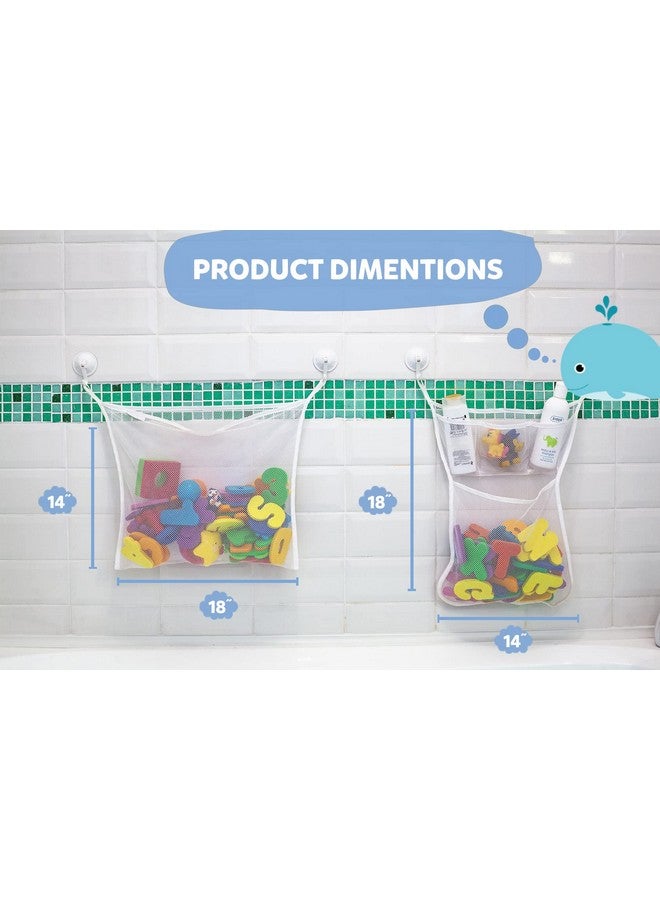 Comfylife 2 x Mesh Bath Toy Organizer + 8 Ultra Strong Hooks - The Perfect Bathtub Toy Holder & Bathroom or Shower Caddy - These Multi-use Net Bags Make Baby Bath Toy Storage Easy - For Kids & Toddlers - Image 2