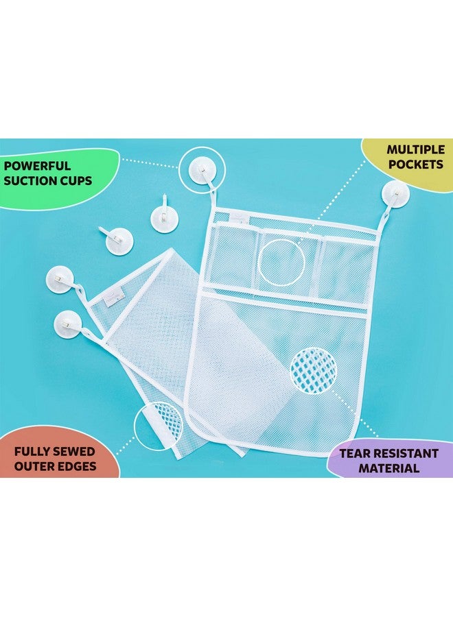 Comfylife 2 x Mesh Bath Toy Organizer + 8 Ultra Strong Hooks - The Perfect Bathtub Toy Holder & Bathroom or Shower Caddy - These Multi-use Net Bags Make Baby Bath Toy Storage Easy - For Kids & Toddlers - Image 3