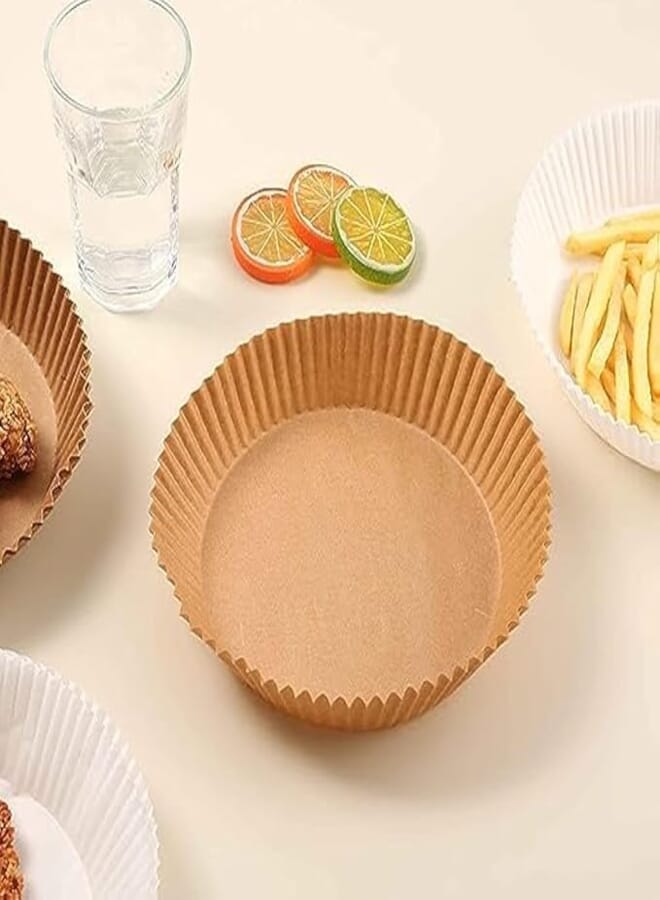 Air Fryer Disposable Paper Liner, Non-stick Disposable Air Fryer Liners, Cooking Paper Baking Paper for Air Fryer Water-proof, Oil-proof, Parchment for Baking Roasting Microwave, 50PCS, 160mm × 45mm