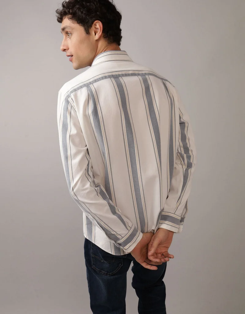 American Eagle AE Striped Everyday Oxford Button-Up Shirt