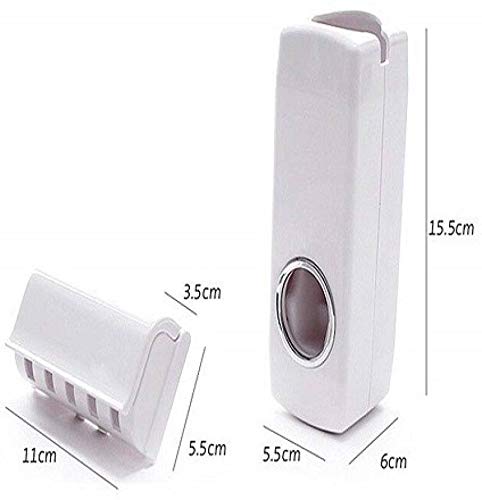 SEASPIRIT Plastic Automatic Hands Free Toothpaste Dispenser Wall Mounted Toothpaste Squeezer Dispenser with Detachable 5 Hole Toothbrush Holder Multicolor - Image 3