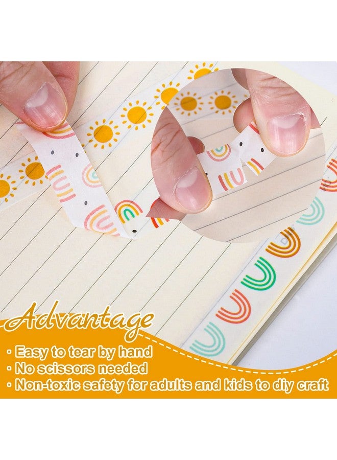 Whaline 12 Roll Boho Washi Tapes Boho Rainbow Sun Washi Masking Tape Cute Summer Rainbow Tape Sticker Decorative Back To School Washi Tape For Scrapbook Journal Diy Art Craft Gift Wrapping, 16.4Ft - Image 3