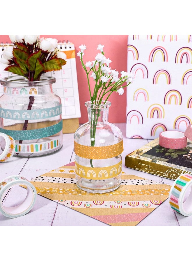 Whaline 12 Roll Boho Washi Tapes Boho Rainbow Sun Washi Masking Tape Cute Summer Rainbow Tape Sticker Decorative Back To School Washi Tape For Scrapbook Journal Diy Art Craft Gift Wrapping, 16.4Ft - Image 5