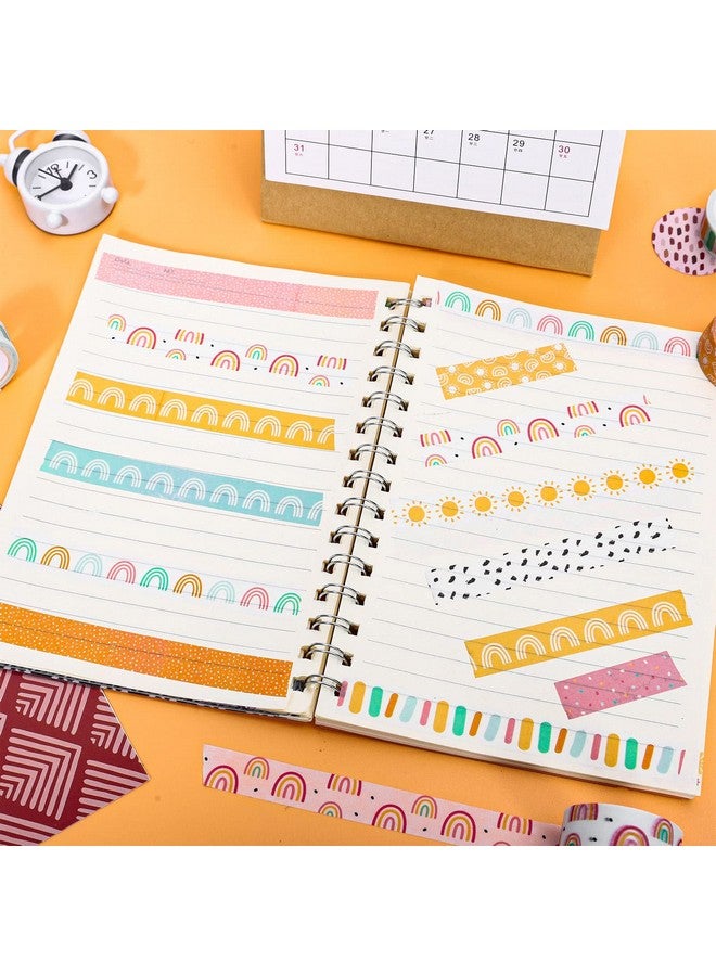 Whaline 12 Roll Boho Washi Tapes Boho Rainbow Sun Washi Masking Tape Cute Summer Rainbow Tape Sticker Decorative Back To School Washi Tape For Scrapbook Journal Diy Art Craft Gift Wrapping, 16.4Ft - Image 4