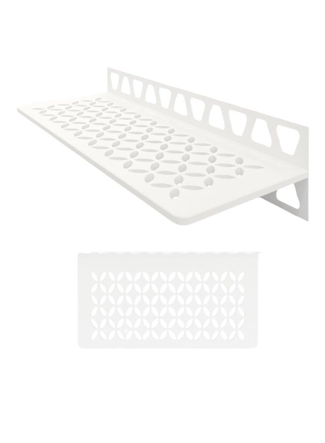 Schluter Rectangular Shelf for Tiled Walls - 4mm Thick, Floral Design, Aluminum Material, Matte White Finish - SWS1D5MBW - Image 1