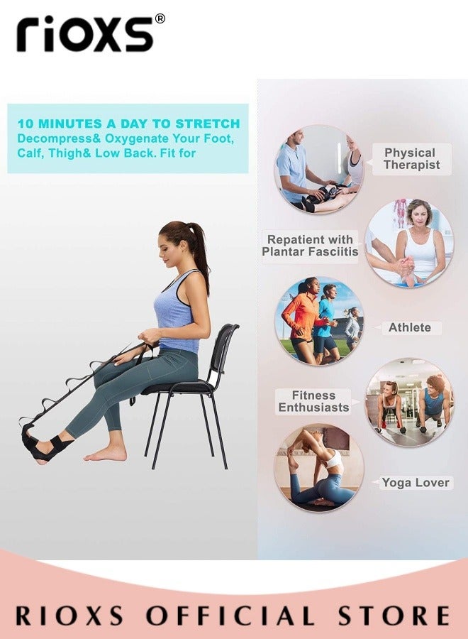 RIOXS Multi Loop Yoga Elastic Band Adjustable Plantar Stretching Band with Non Slip Exercise Knee Pads Suitable for Exercise Yoga Pilates Fitness  - Image 2