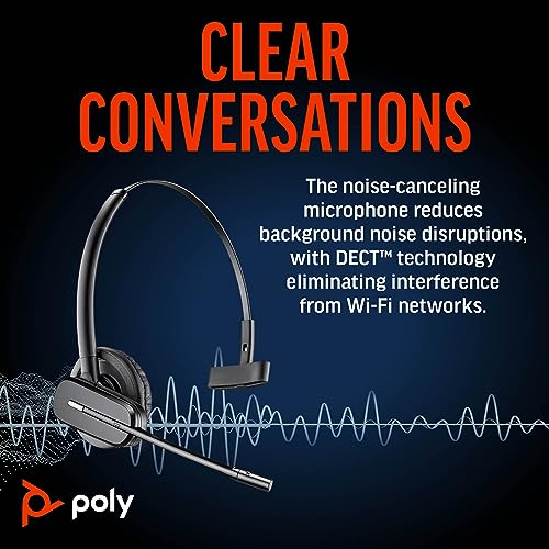 Poly CS540 Wireless DECT Headset (Plantronics) – Single Ear (Mono) Convertible (3 wearing styles) – Connects to Desk Phone – Noise Canceling Microphone – Amazon Exclusive - Image 3