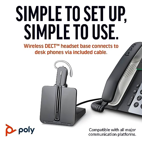 Poly CS540 Wireless DECT Headset (Plantronics) – Single Ear (Mono) Convertible (3 wearing styles) – Connects to Desk Phone – Noise Canceling Microphone – Amazon Exclusive - Image 4